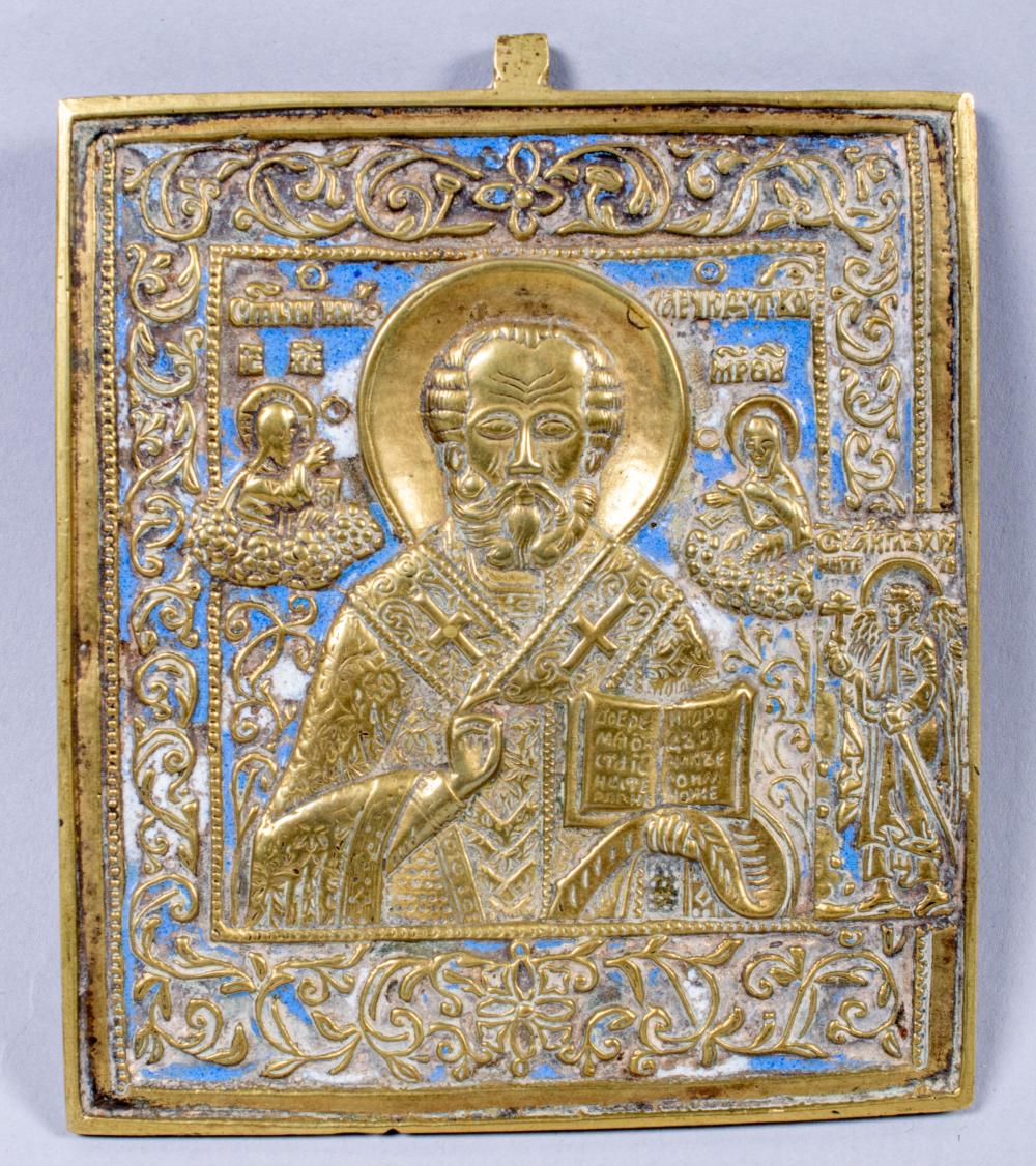 RUSSIAN , ST. NICHOLAS, BRONZE ICON