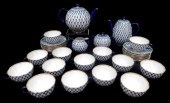 RUSSIAN TEA SET, BLUE AND WHIT