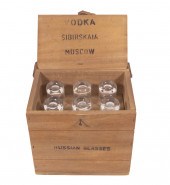 RUSSIAN VODKA GLASSES IN WOOD