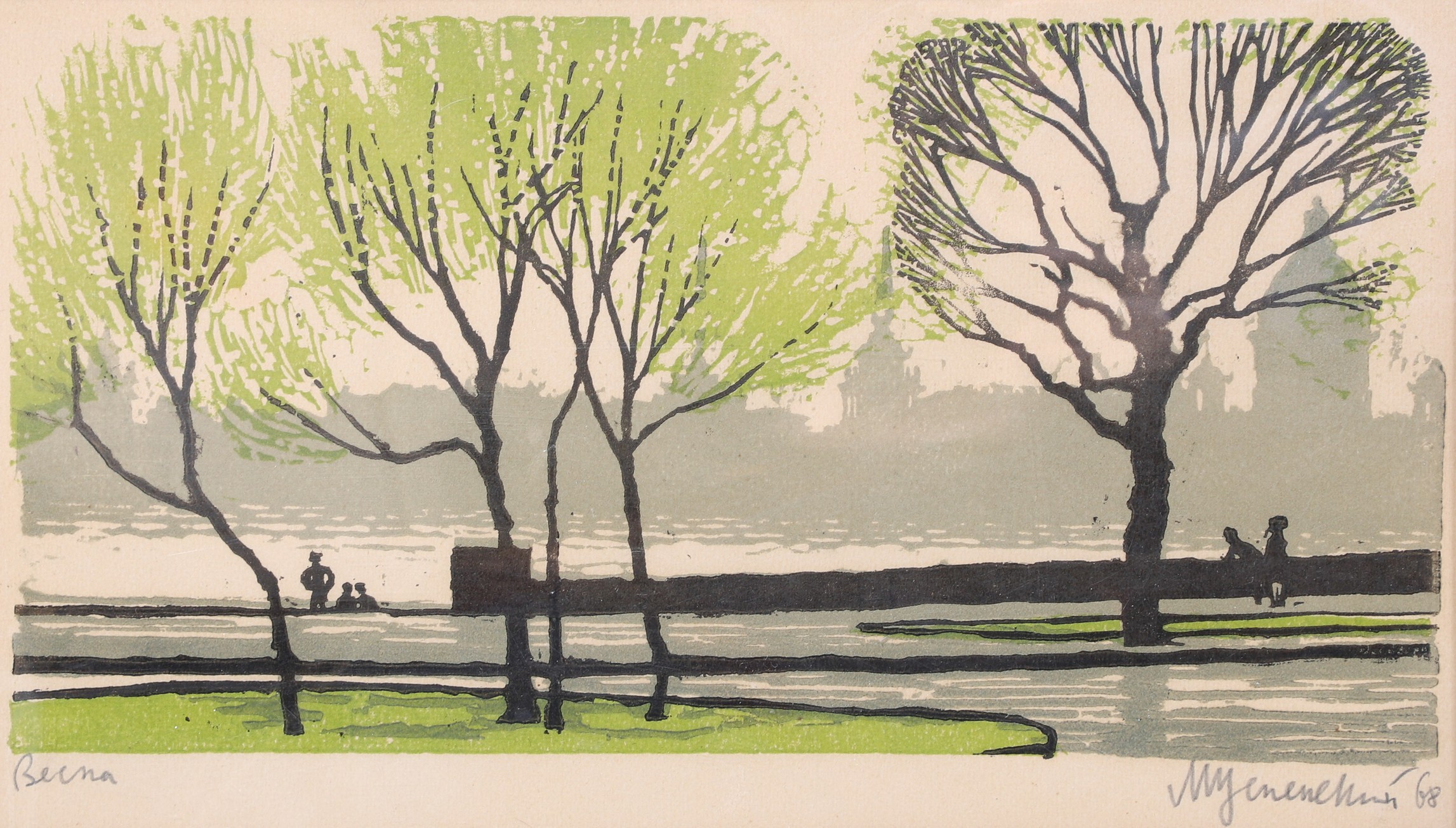 Russian woodcut print, woodcut on