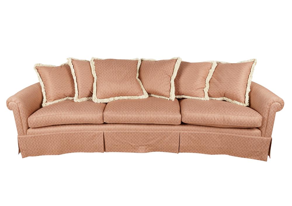 RUST UPHOLSTERED SOFAunsigned; with