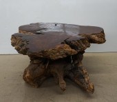 RUSTIC BURLWOOD COCKTAIL TABLE