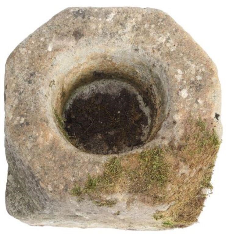 RUSTIC CARVED STONE BASIN/