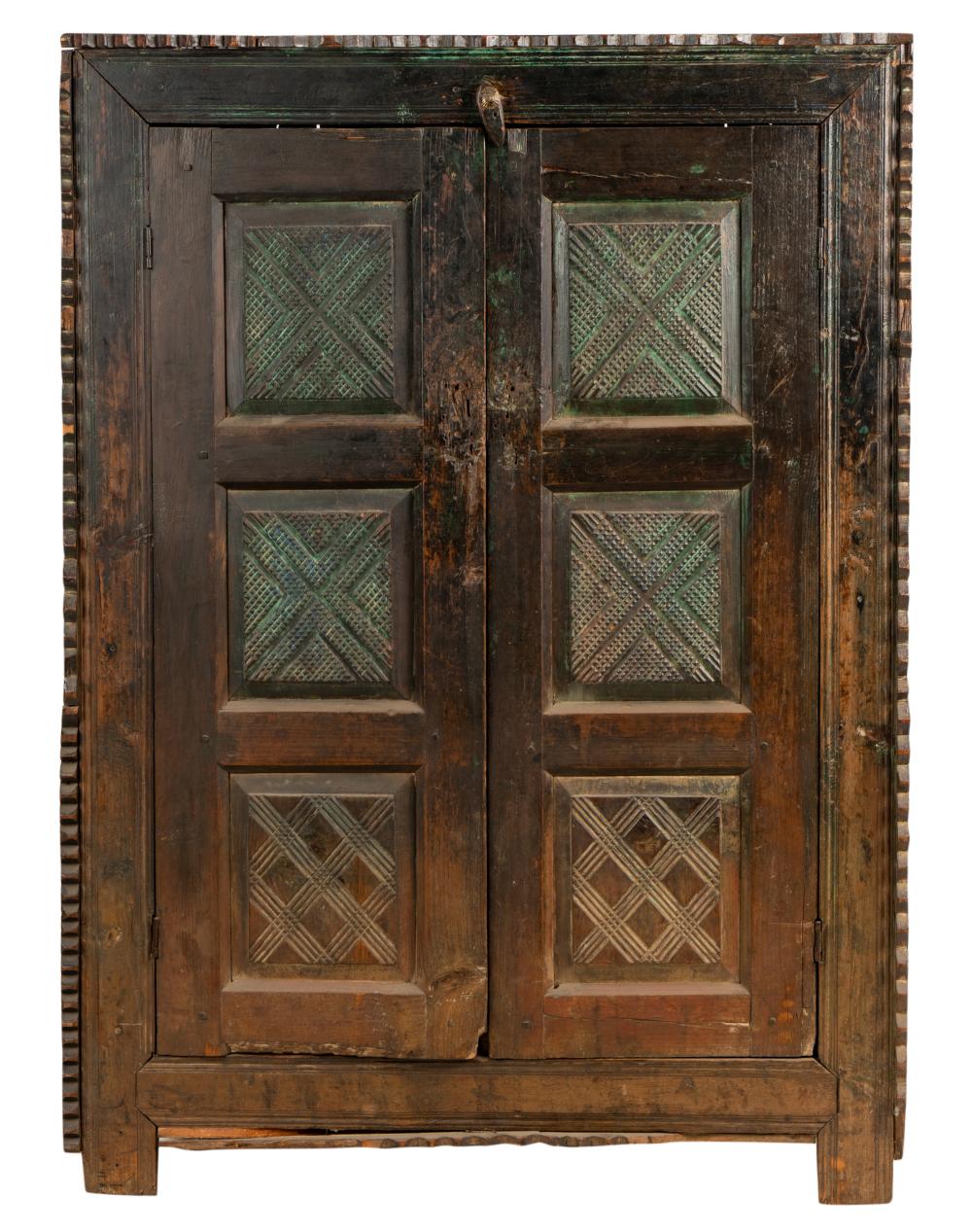 RUSTIC CARVED WOOD CABINETRustic
