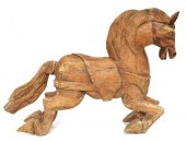 RUSTIC CARVED WOOD JUMPING HOR