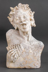 RUSTIC GARDEN SCULPTURE BUST O
