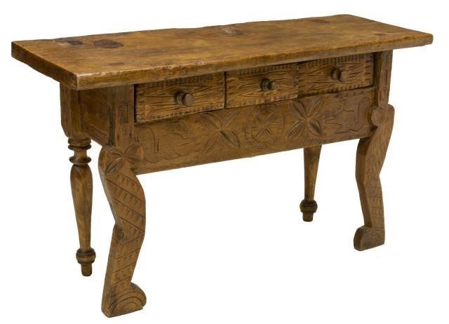 RUSTIC GUATEMALAN CARVED BENCH WORK