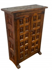 RUSTIC OAK FRENCH WINE CABINET