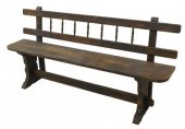 RUSTIC PAINTED LONG BENCH ON T