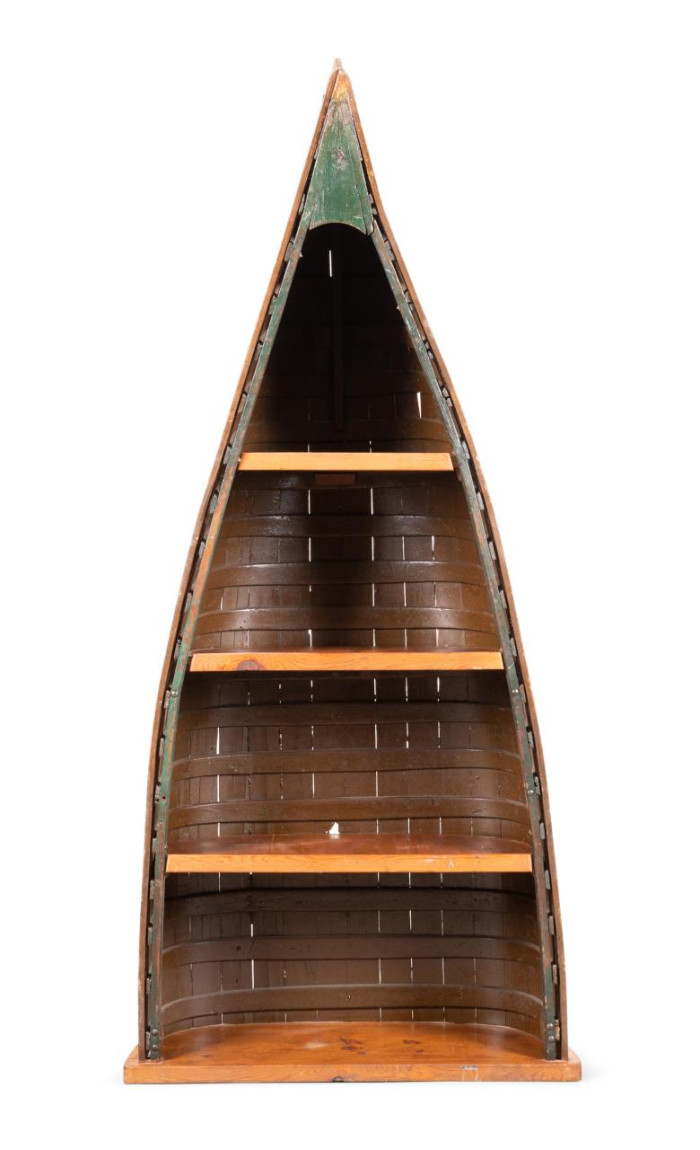 RUSTIC PAINTED WOODEN CANOE FOUR