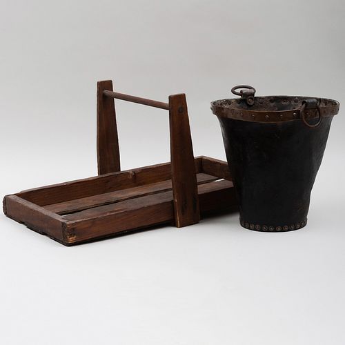 RUSTIC PICKERS BASKET AND A LEATHER
