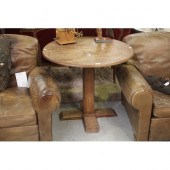 Rustic round wooden table, app