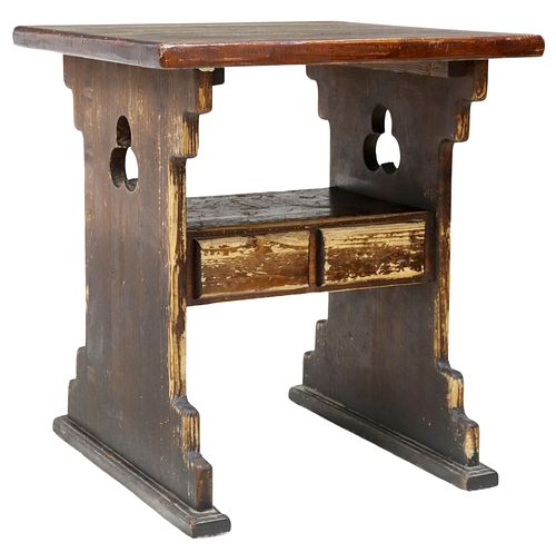 RUSTIC SPANISH CARVED OAK BAR /
