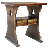 RUSTIC SPANISH CARVED OAK BAR