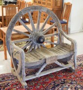 RUSTIC WAGON WHEEL BENCH, THE