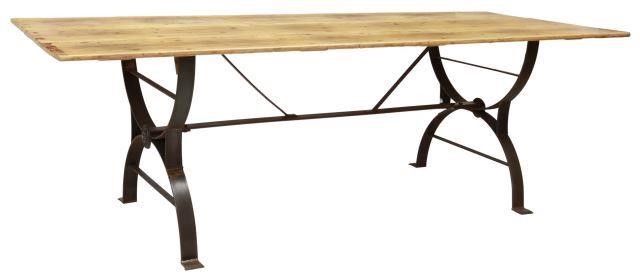 RUSTIC WAXED PINE CAST IRON BASE
