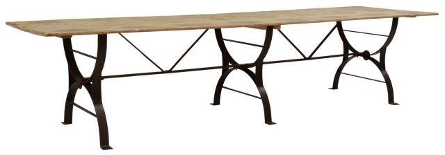 RUSTIC WAXED PINE CAST IRON BASE