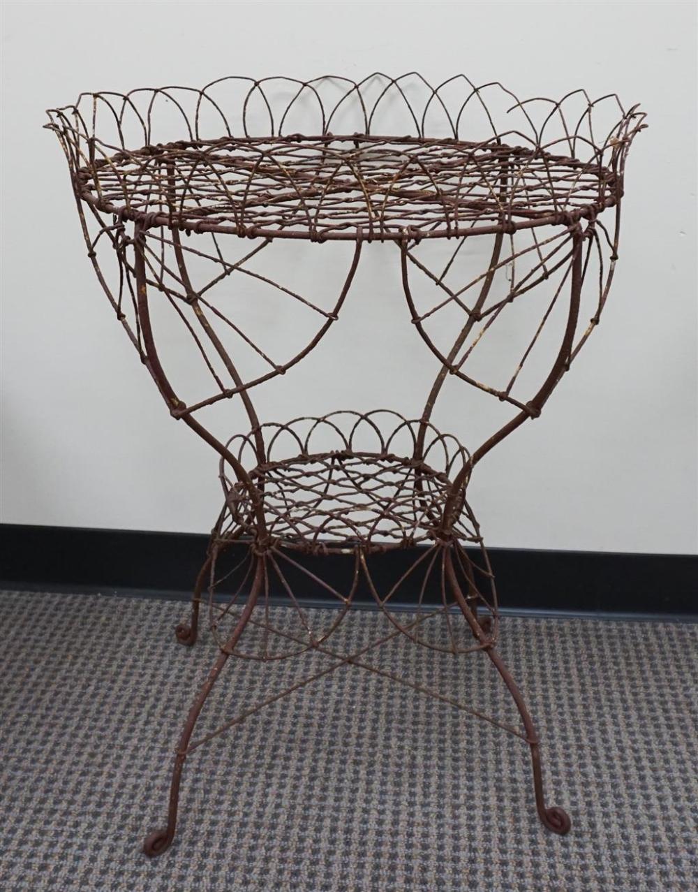 RUSTIC WIRED METAL PLANT STAND,