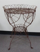 RUSTIC WIRED METAL PLANT STAND