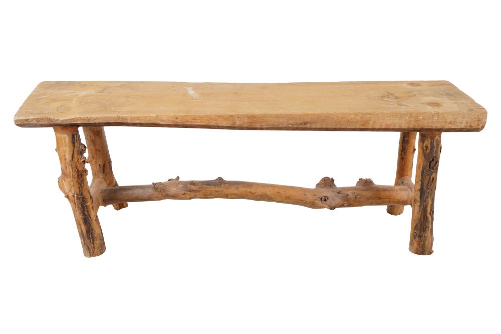 RUSTIC WOOD BENCHthe single-plank