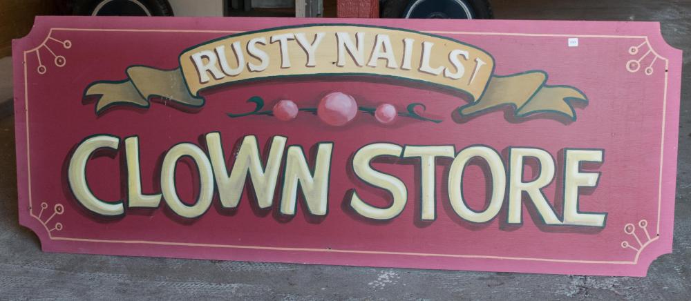 RUSTY NAILS' CLOWN STORE' SIGNRUSTY