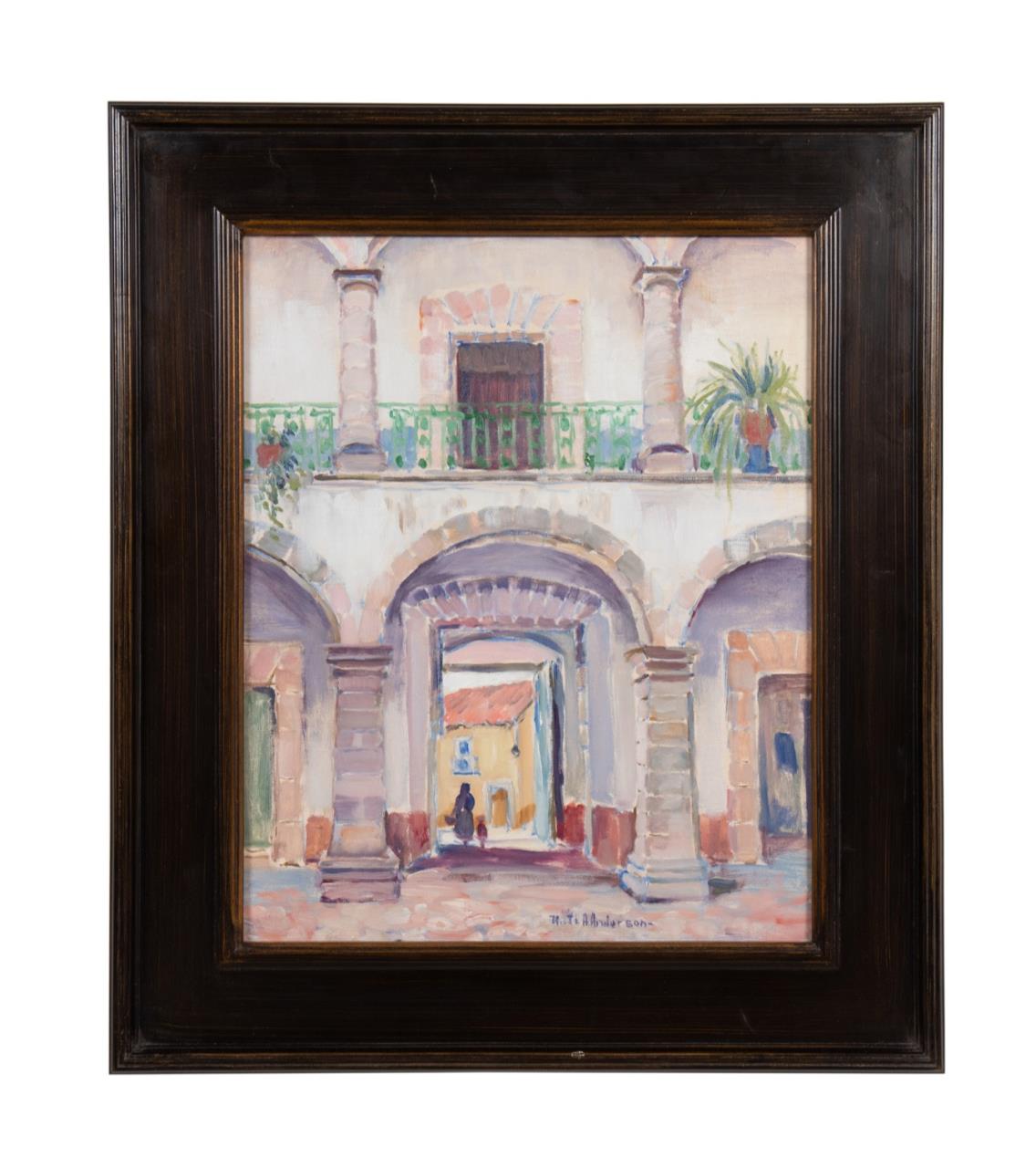 RUTH ANDERSON 'COURTYARD' OIL ON