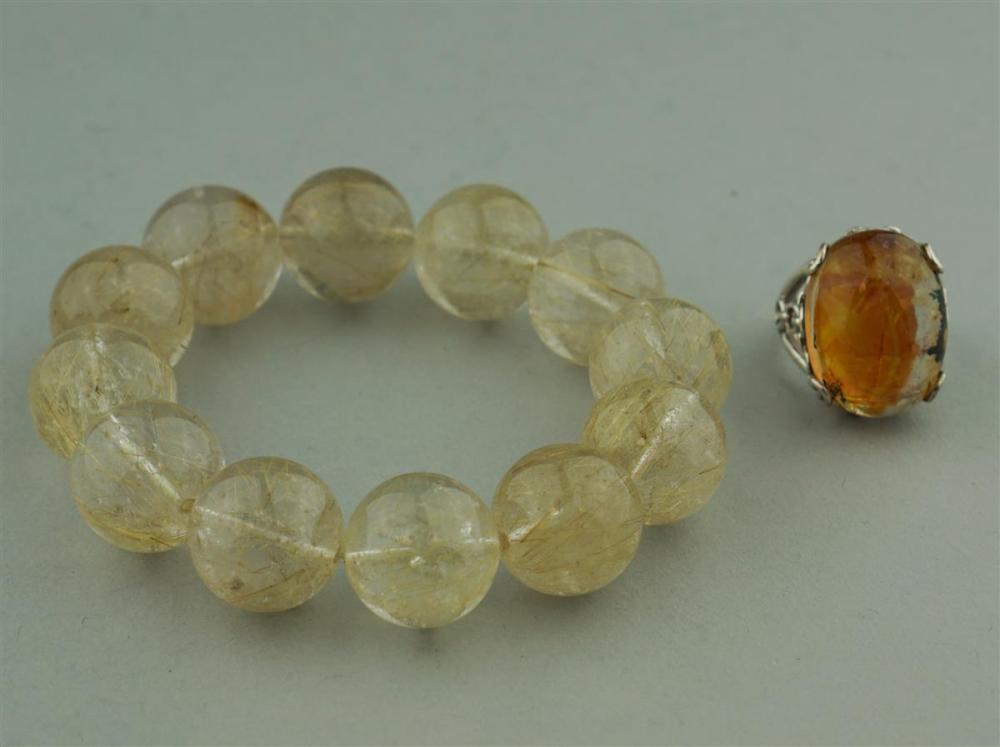 RUTILATED QUARTZ BRACELET, AMBER