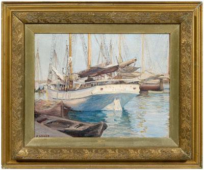 S. Weber painting, sailing boats at