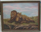 S.A. YOAKAM TWO OILS ON CANVAS