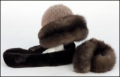 SABLE AND KNIT WOOL HAT. Toget