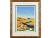 Sabra Field color woodblock pr