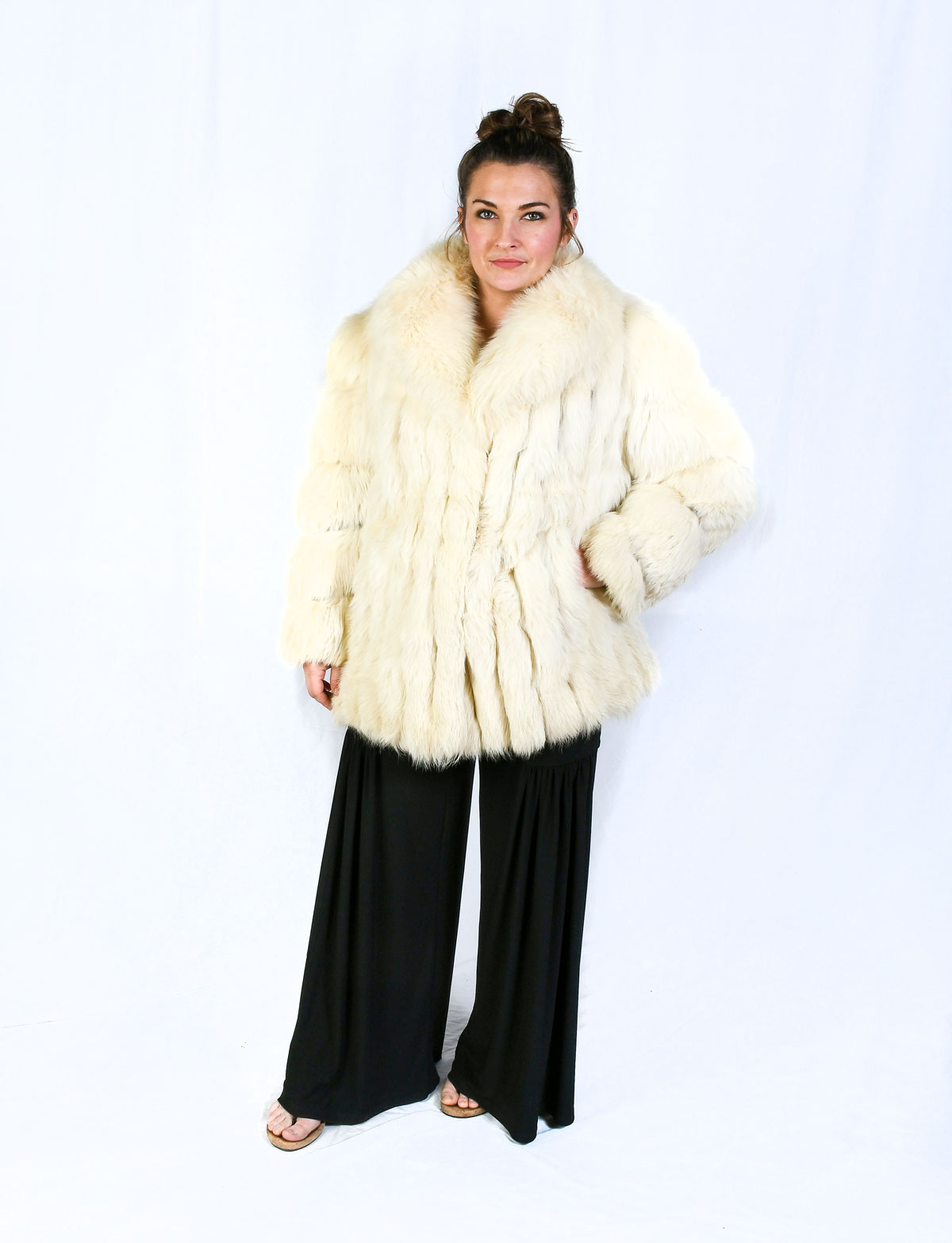SAGA FOX FUR JACKET: Fun blond