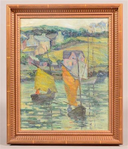 SAILBOAT OIL PAINTING ATTRIBUTED TO