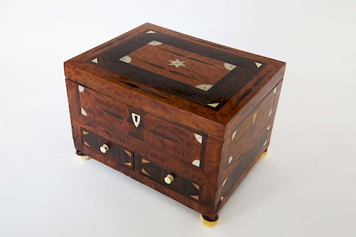 SAILOR MADE INLAID SEWING BOX,
