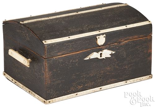 SAILOR'S PAINTED PINE DOME LID BOX,