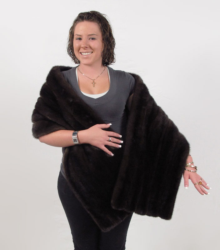 SAKS CHOCOLATE BROWN MINK WRAP: