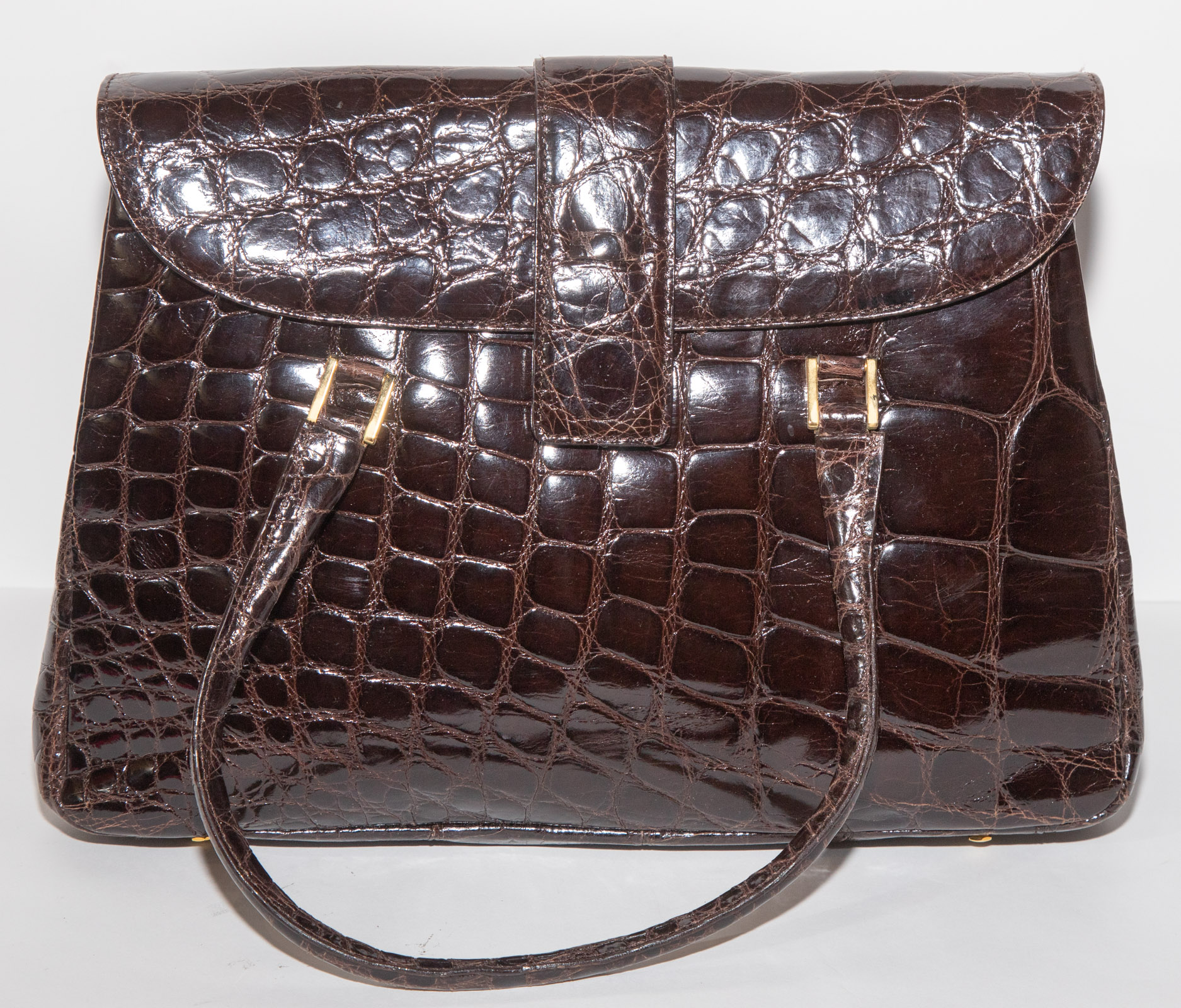 SAKS FIFTH AVENUE BROWN ALLIGATOR