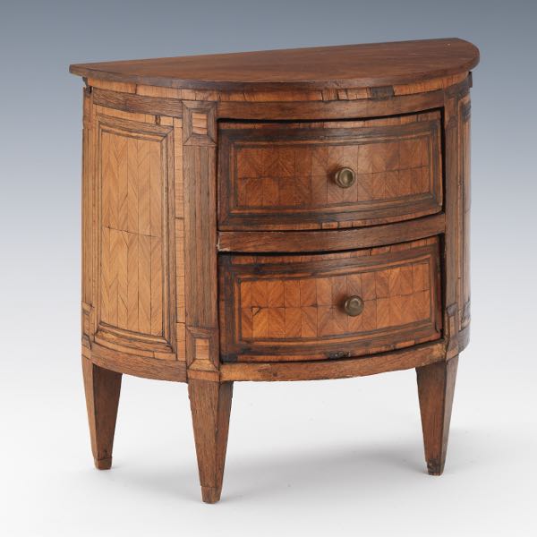 SALESMAN SAMPLE DEMILUNE CHEST,