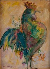 SALLY BOROSON ROOSTER OIL ON P
