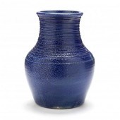 SALT GLAZED COBALT TALL VASE A