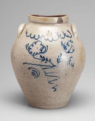 Salt glazed jar, ovoid with