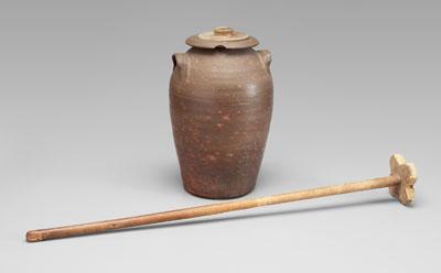 Salt-glazed stoneware churn,