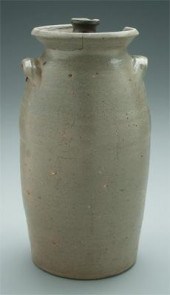Salt glazed stoneware churn, t