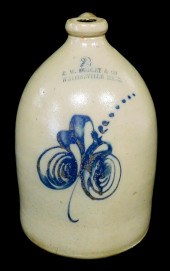SALT GLAZED STONEWARE JUG, TWO