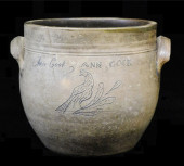 SALT GLAZED TWO HANDLE CROCK M
