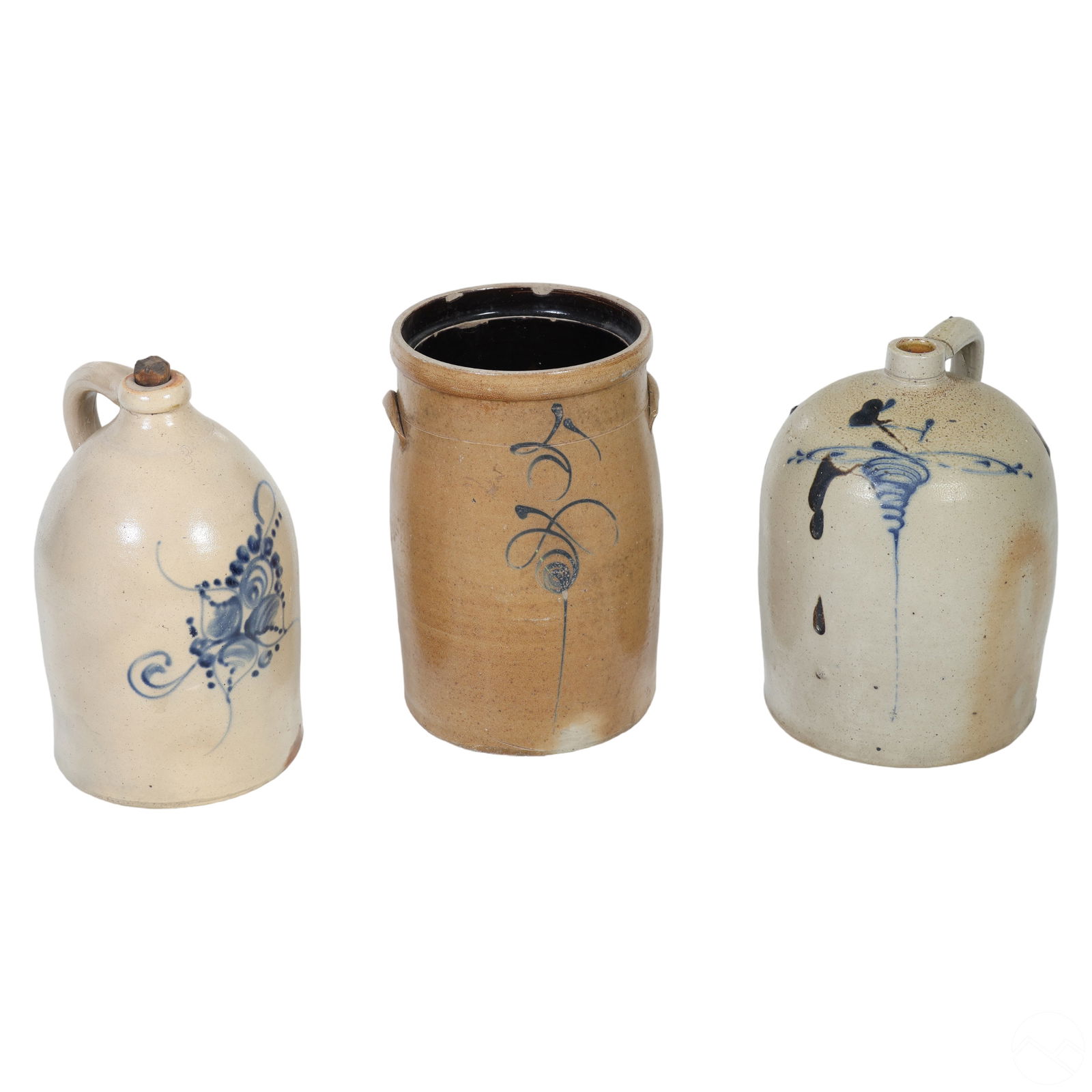 SALTGLAZE STONEWARE JUG AND CROCK