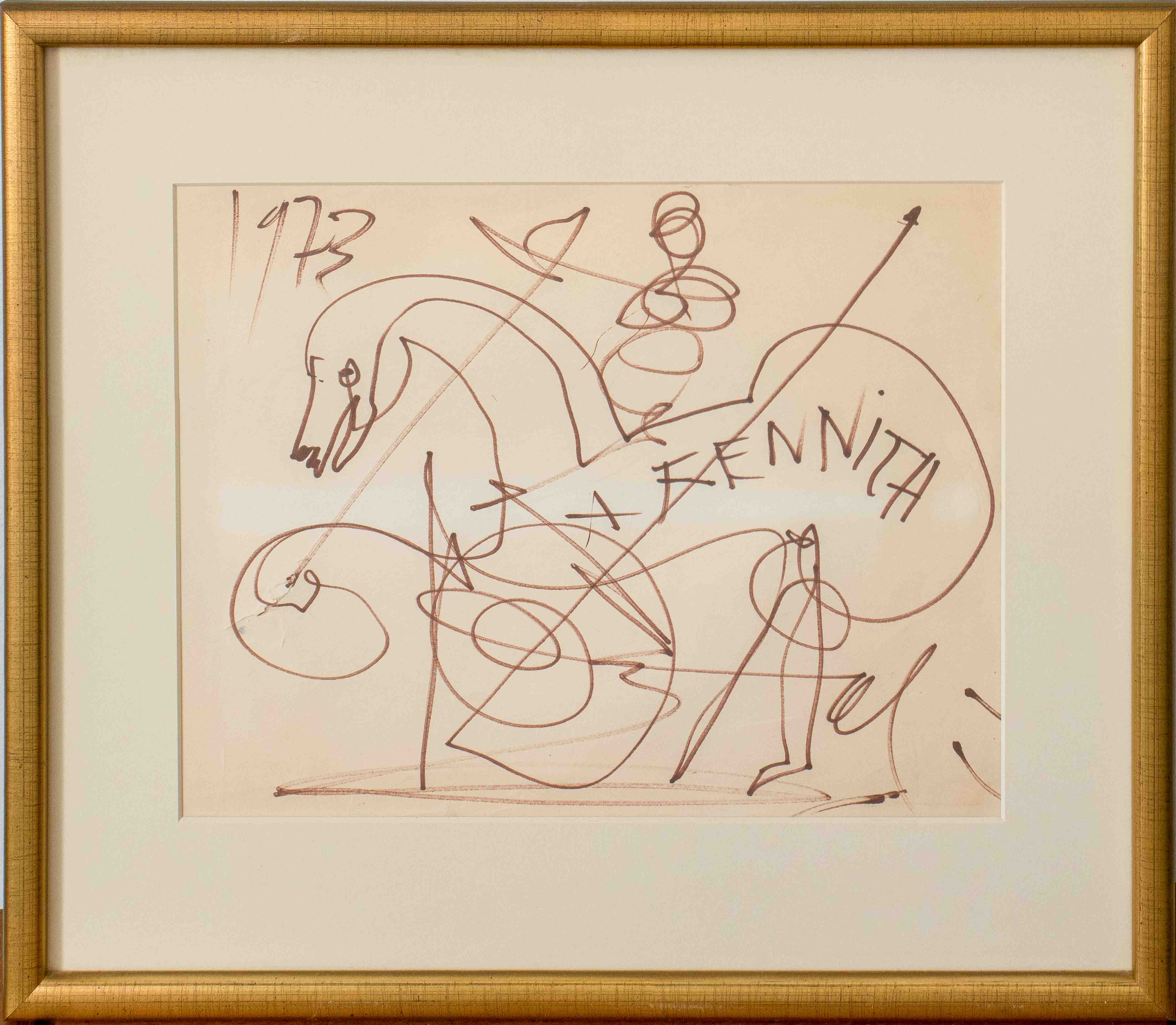 SALVADOR DALI INK DRAWING ON