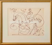 SALVADOR DALI INK DRAWING ON P