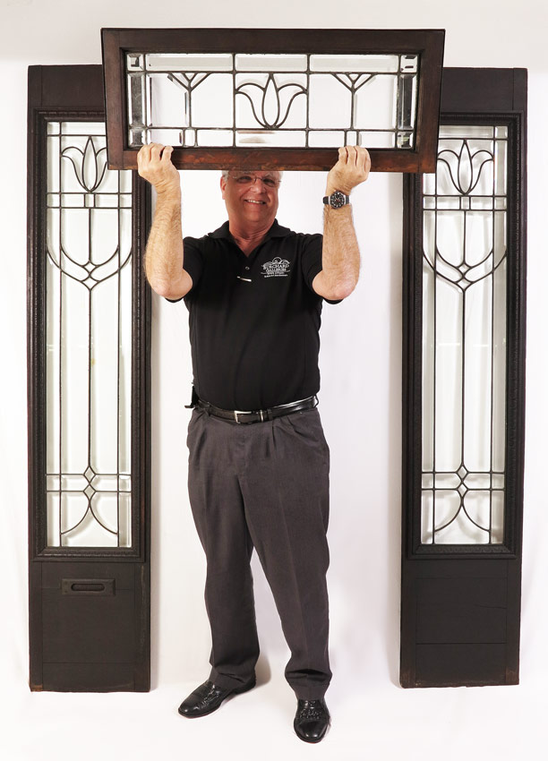 SALVAGED ANTIQUE LEADED GLASS ENTRY