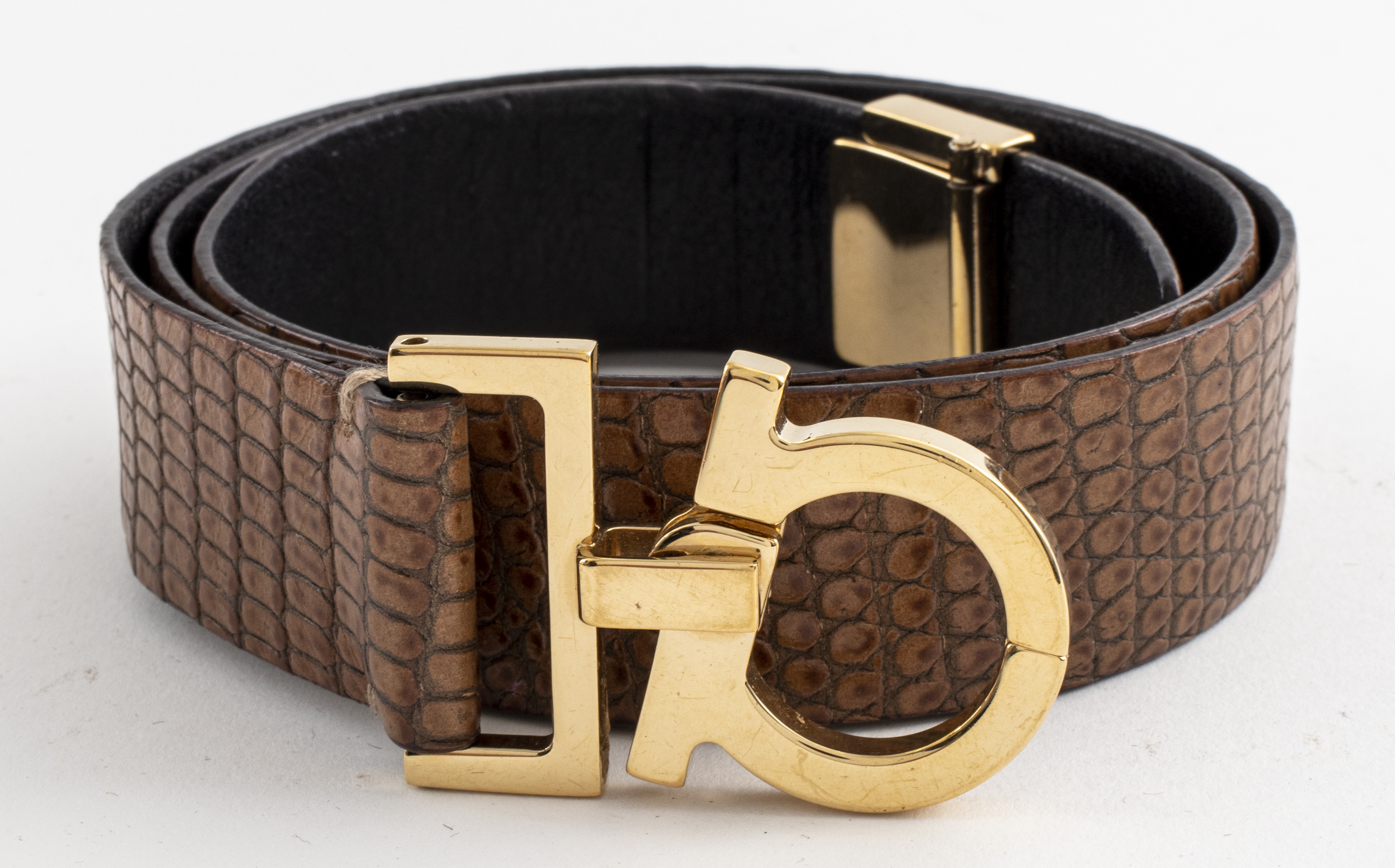 SALVATORE FERRAGAMO BROWN OSTRICH
